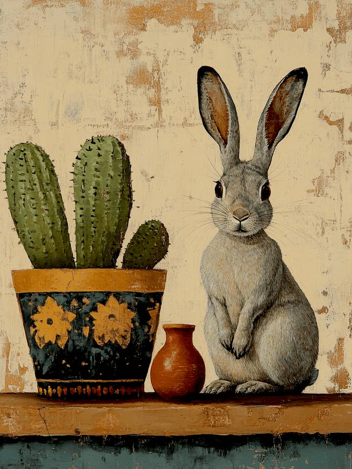 Naturaleza Muerta de Liebre - Impresiones de Arte para Pared de Baño del Suroeste – Obra de Arte de 8″x10″ para Marco de 11″x14″ para venta al por mayor de Mowbi