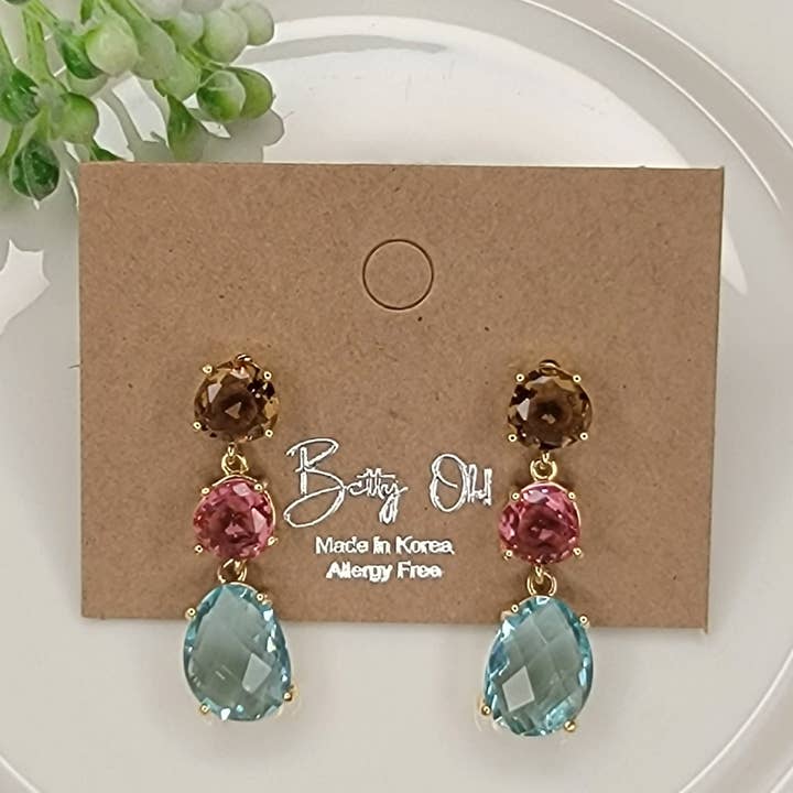 Handgjorda dinglande örhängen med halvädelstenar för wholesale av BETTYOH INC