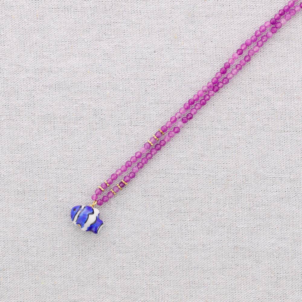 Sonata - Vente Bijoux à boutons pression - Collier ras-du-cou en acier avec pendentif en céramique7