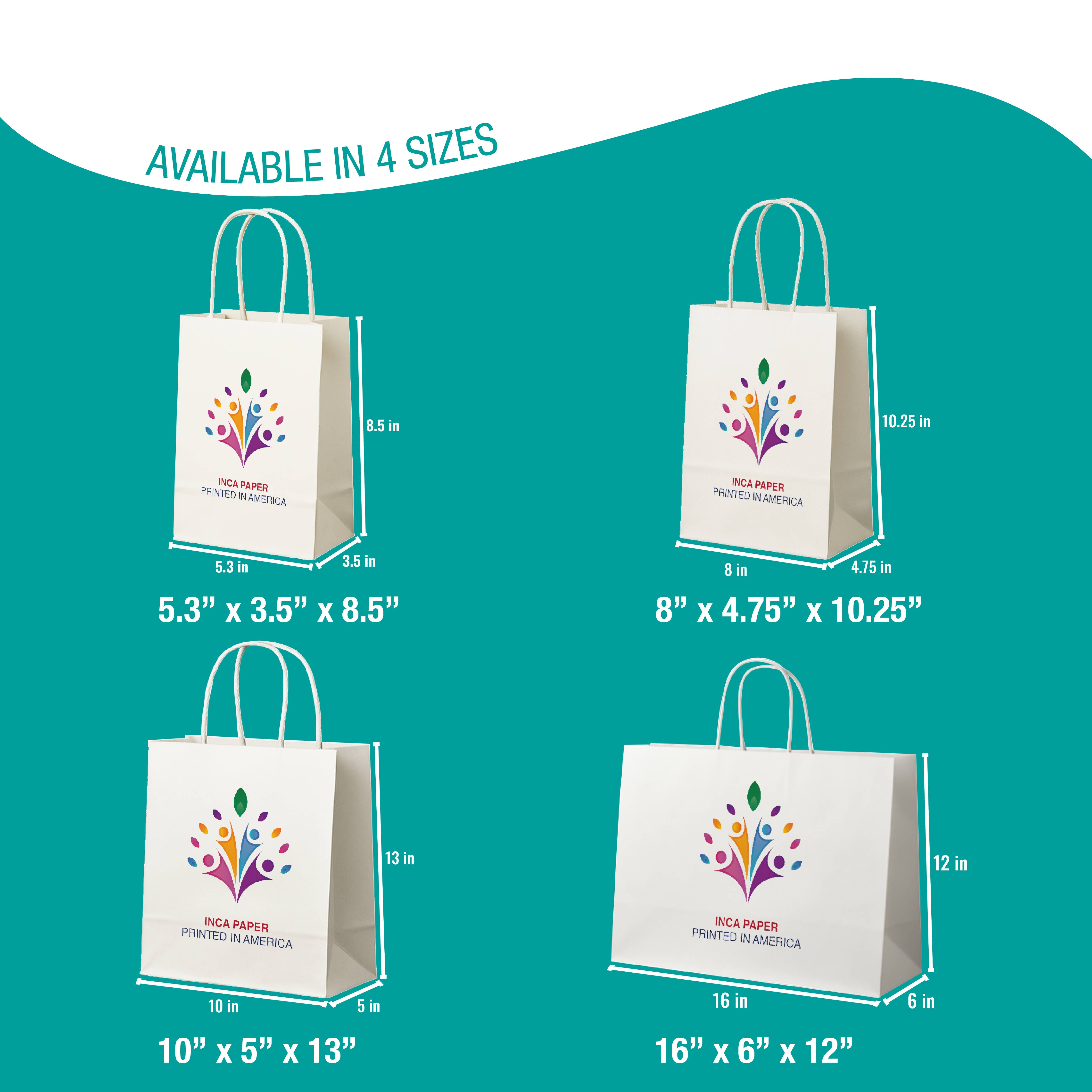 INCA PAPER - Wholesale Gift Bag - 16" x 6" x 12" White Paper Bags - Twisted Handles (120 GSM)2