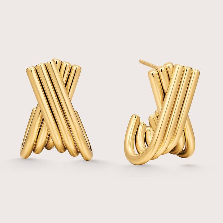 Cross Ribbed Earrings for wholesale by Saint Fatale