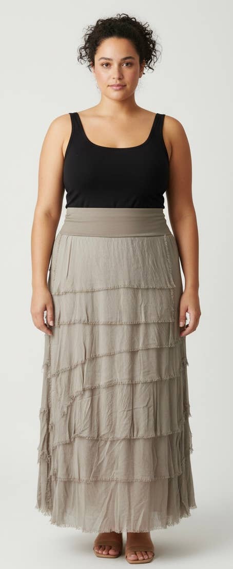 Karamel Collection - Vente Jupe – femme - Jupe en soie à volants  
Aucun tarif ne sera ajouté4