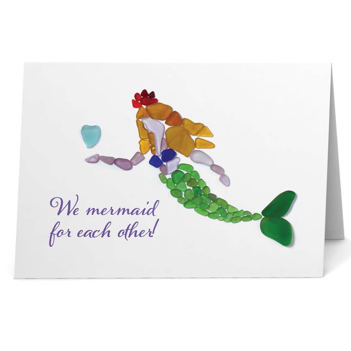 Meerglas-Karte Meerjungfrau-Prinzessin wir Meerjungfrau füreinander für den Großhandel von Beachcombing / Etched by the Sea