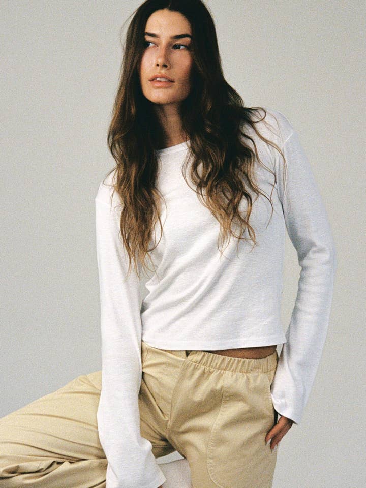 LA RELAXED - Vente T-shirt – femme - Manches longues vintage en slub0