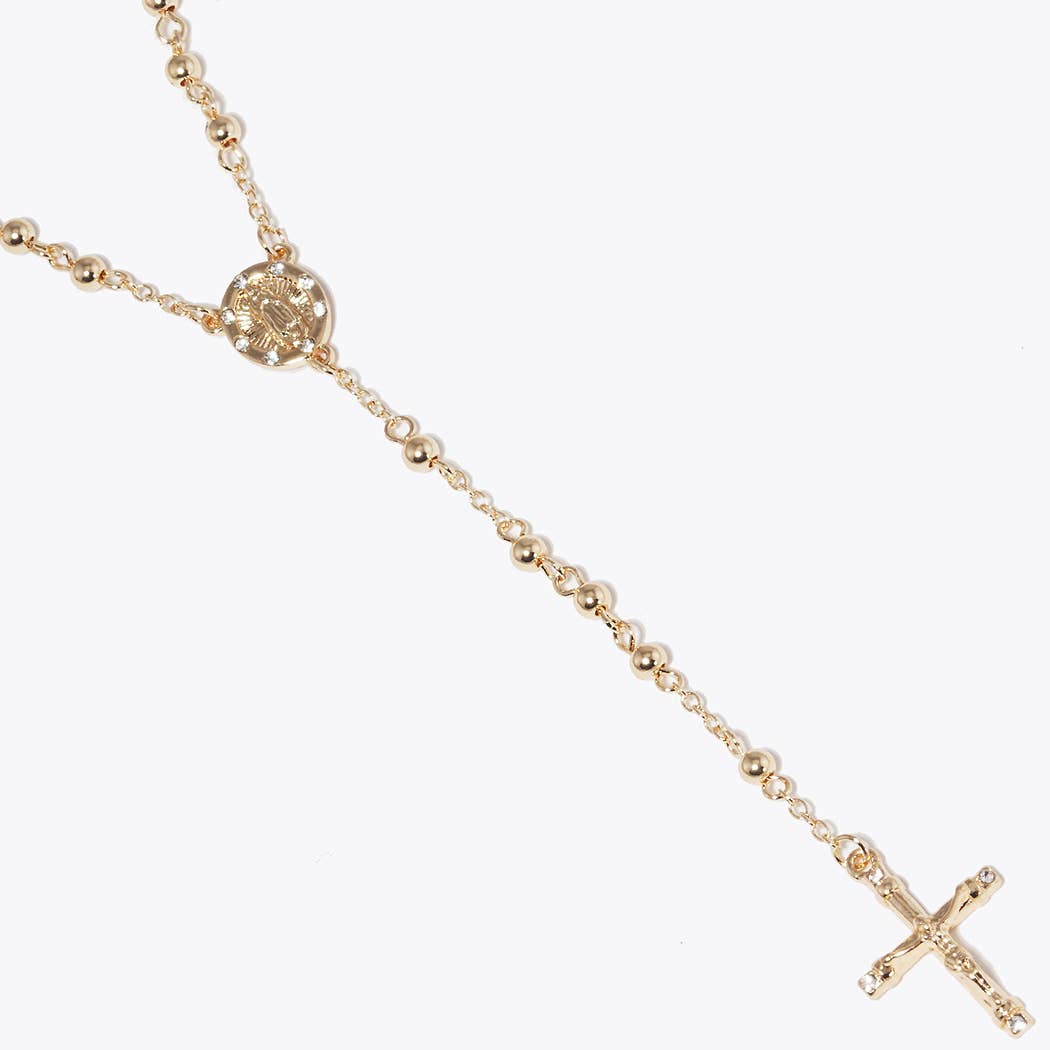 Fashion City - Wholesale Ketting met gebedskralen - Goudverguld rozenkransketting12