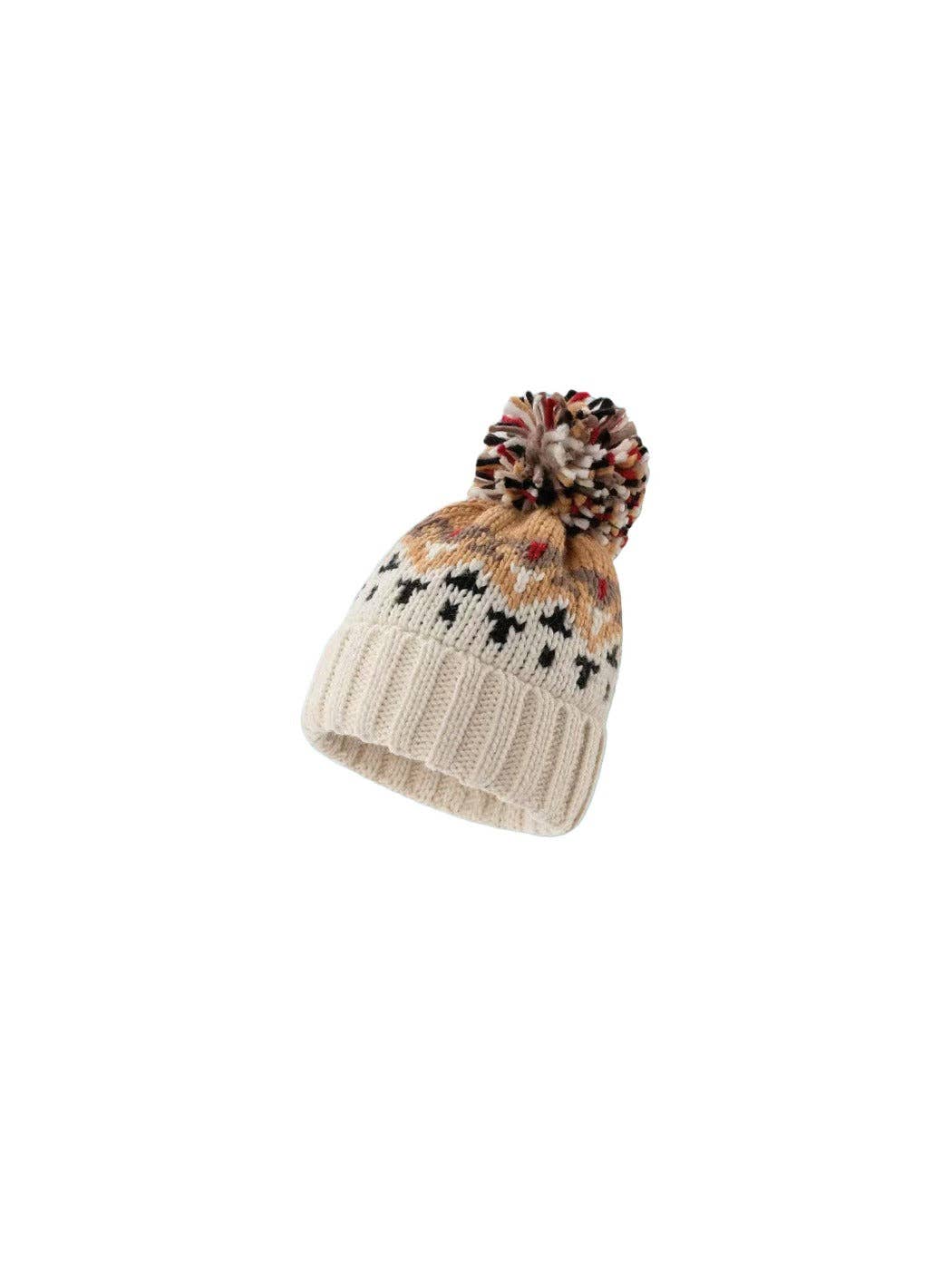 Funkyrel® Atzbranding Limited – Großhandel Beanie – Damen – Haila - Winterstrickmütze mit buntem Bommel3
