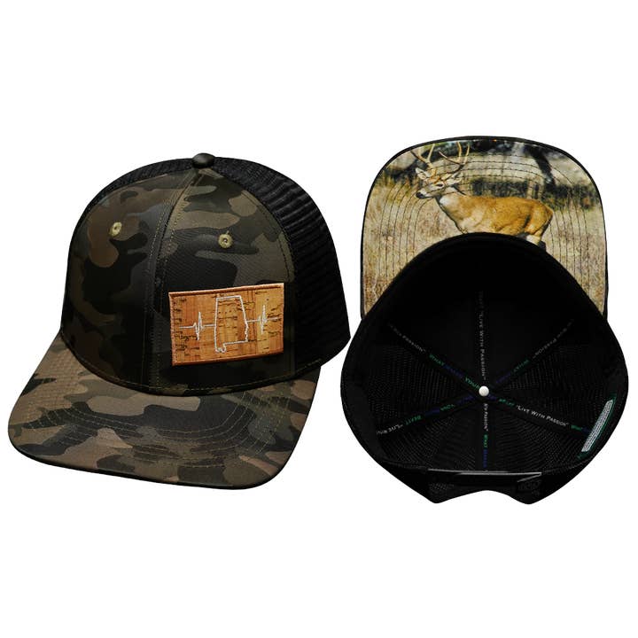 Alabama Hat | Baseball Hat Fit | Tan Camo - Black for wholesale by The Heartbeat Brand