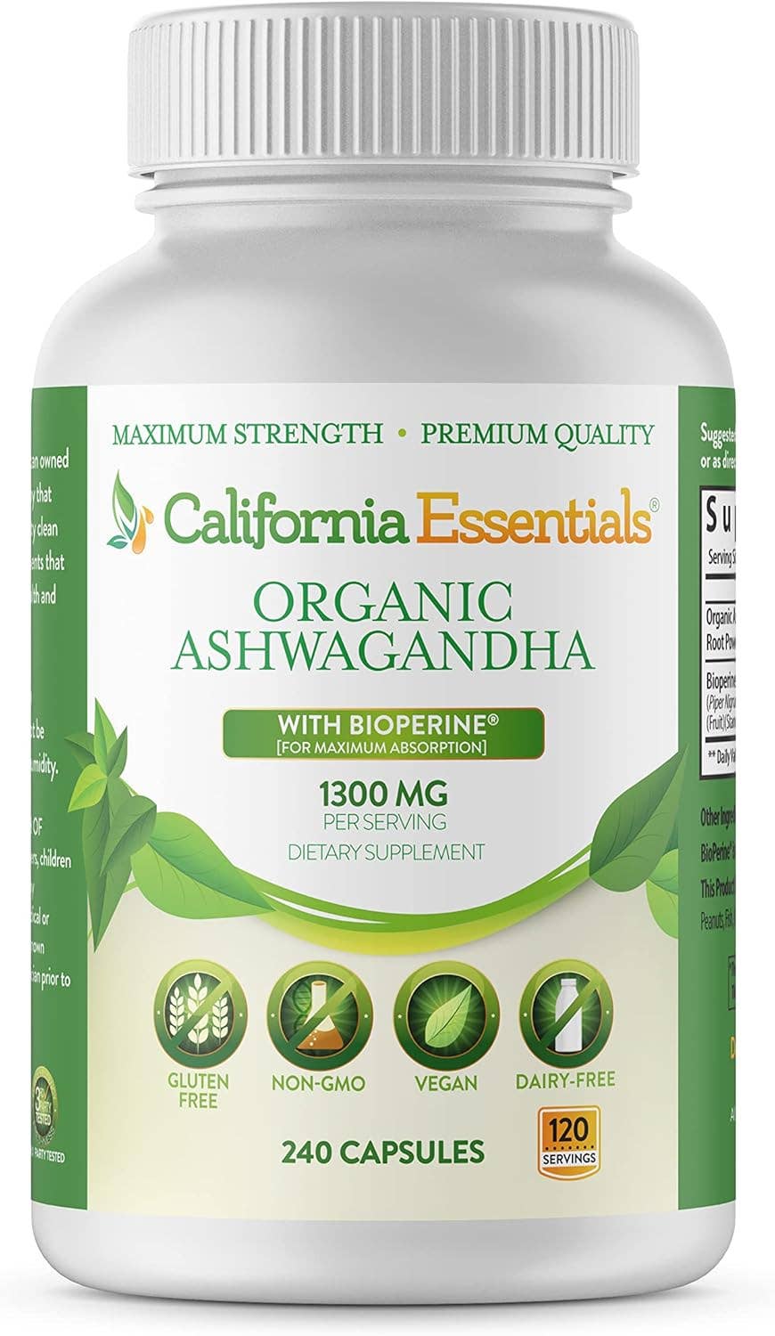 California Essentials - Vendita all'ingrosso Vitamine/integratori orali - Integratore di Ashwagandha Biologica (1300 mg) - Polvere di Radice6
