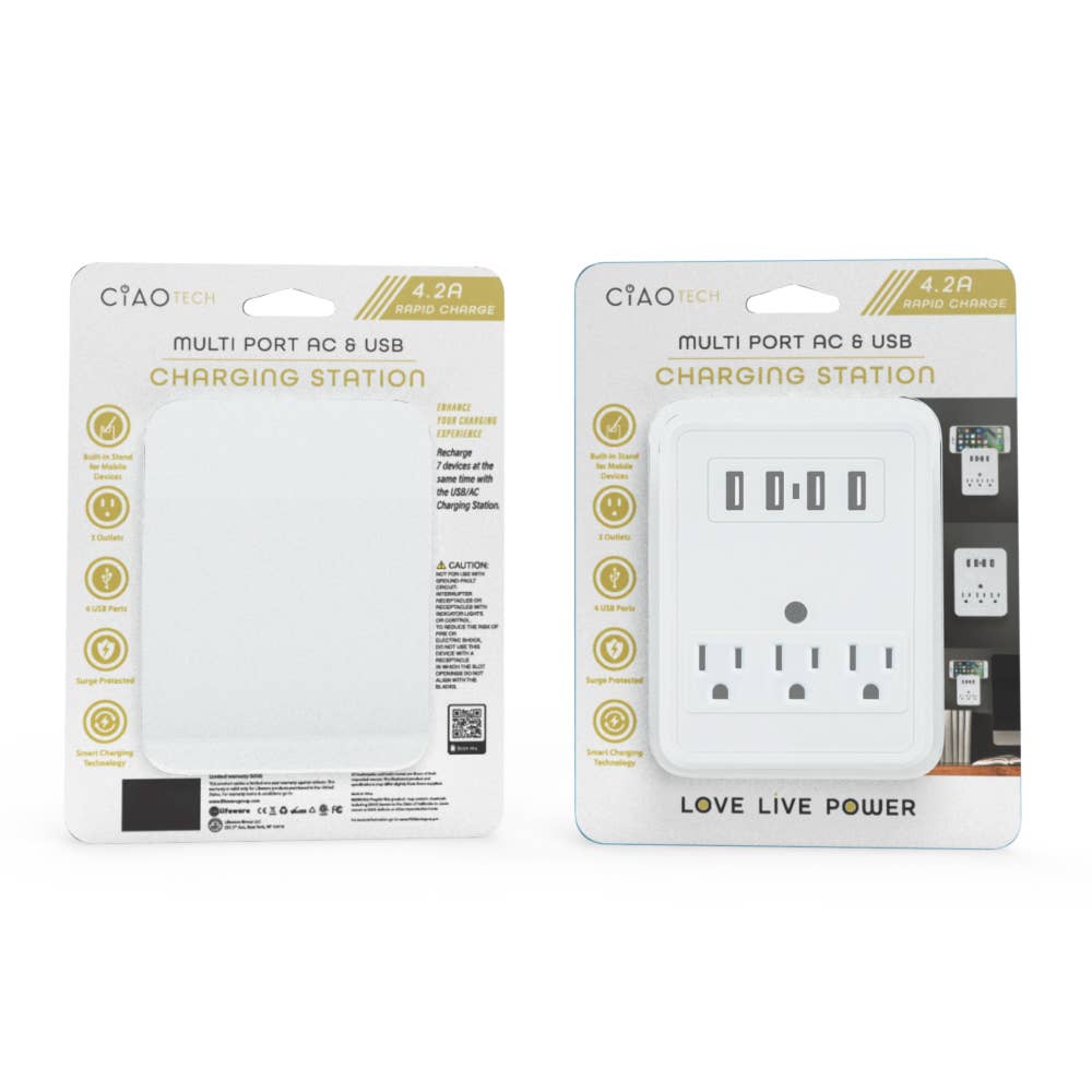 White 3 Power Outlet & 4 Usb & 540 Jules Surge Protection for wholesale on Faire1