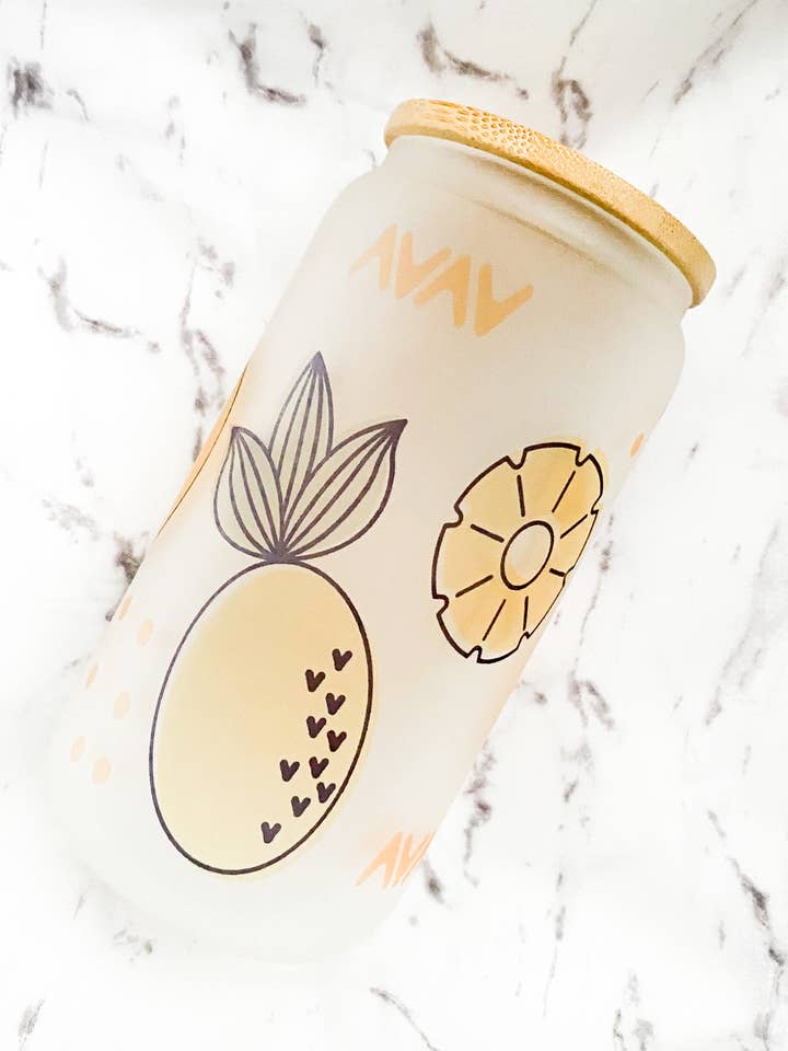 Tasse de canette en verre 16 oz ananas pour la vente par Lyla & Rose