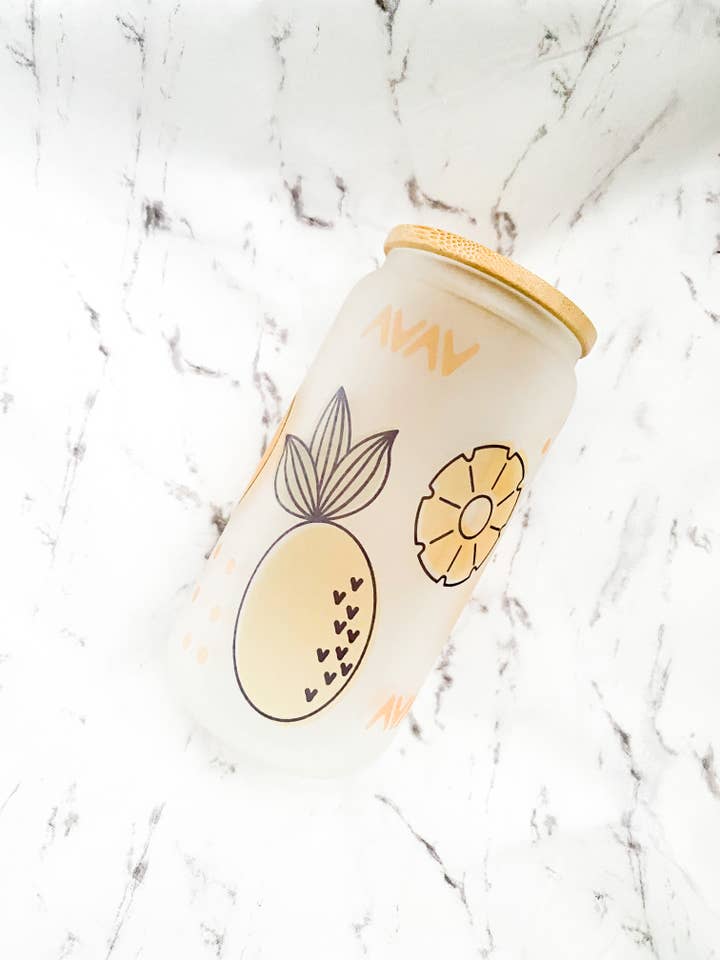 Tasse de canette en verre 16 oz ananas pour la vente par Lyla & Rose