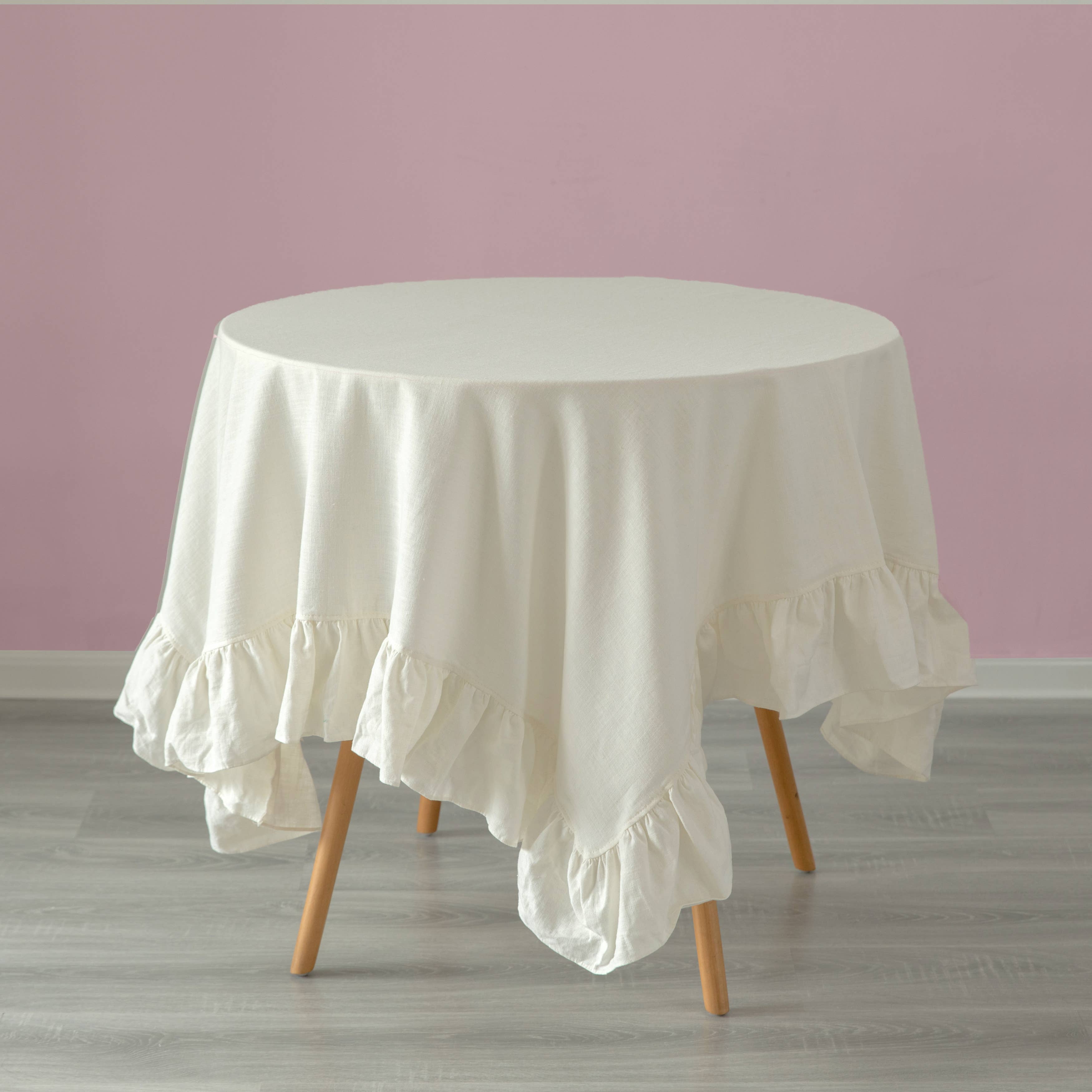 Quickway Imports - Wholesale Tablecloth - Deerlux 100% Pure Linen Washable Tablecloth with Ruffle Trim26