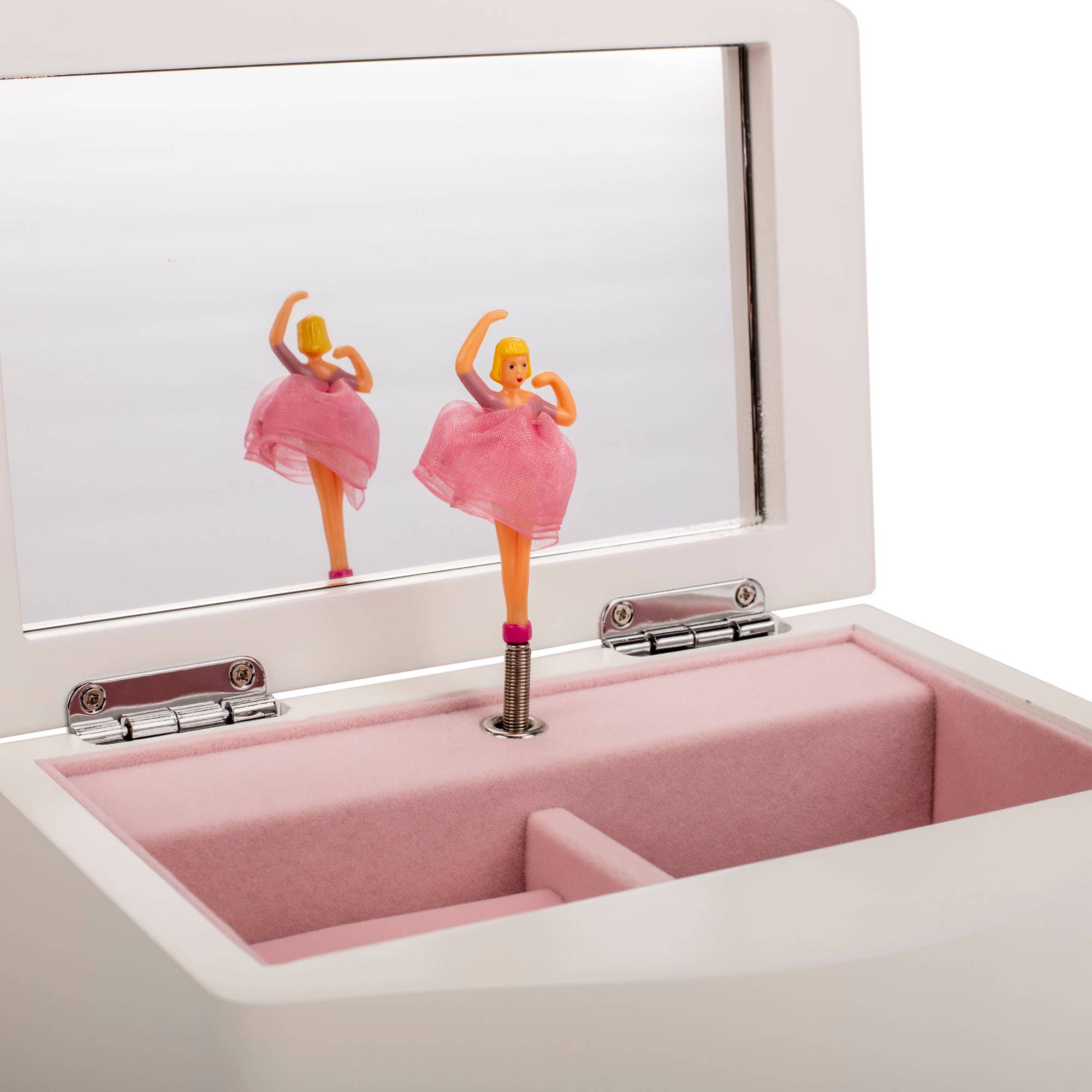 EAST AVENUE - Vente Boîte/rangement à bijoux – enfant - Boîte à bijoux musicale en MDF/velours Ballerine blanc/rose 7,5x5,42