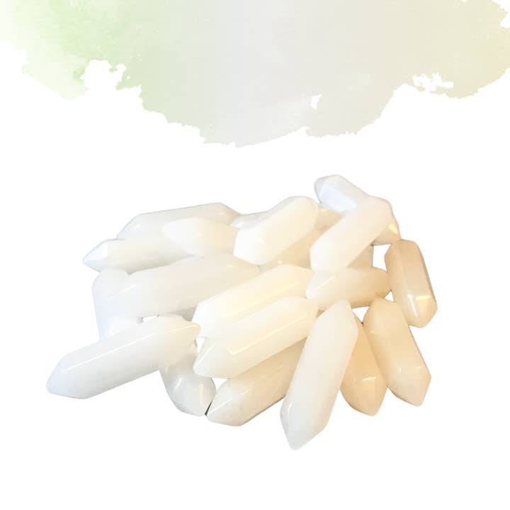WHITE JADE Double Terminated Points - 2 Sizes for wholesale by Essential Wellness - Body, Mind, Spirit