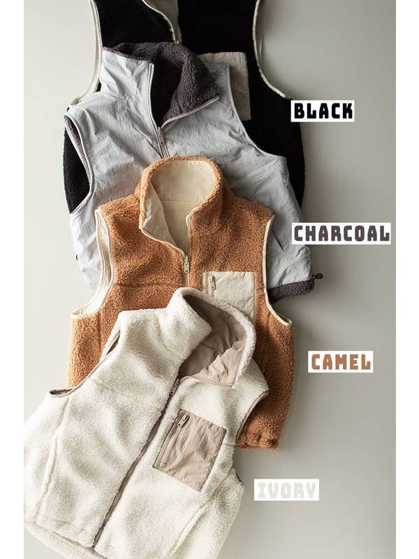 Urban Daizy - Wholesale Outerwear Vest - Women's - Dual Fleece Zipper Vest