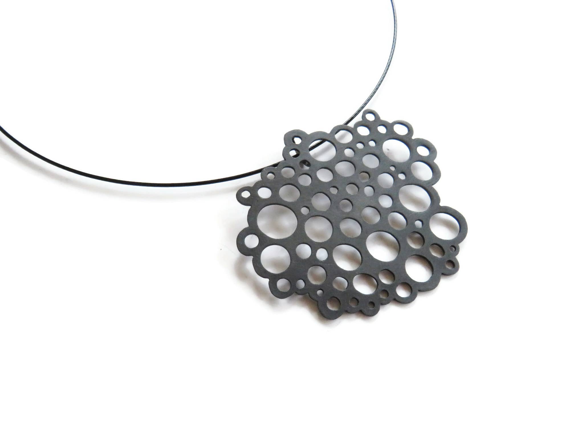 Kimya Joyas - Wholesale Pendant/Charm Necklace - Large Circles Oxidized Silver Pendant, Contemporary Pendant3