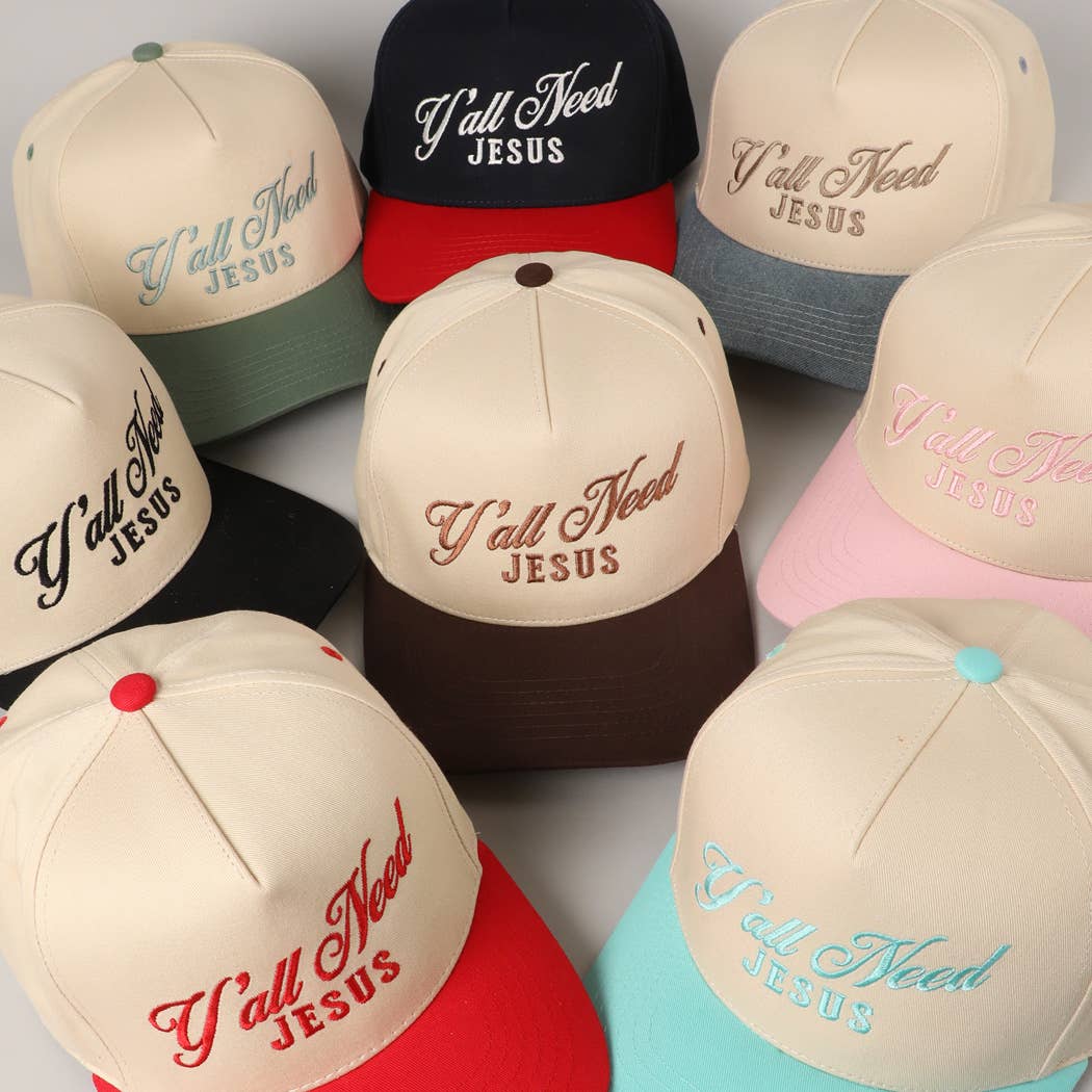 Fashion City - Wholesale Trucker Hat - Unisex - Y'all Need Jesus Lettering Embroidered Trucker Hat29