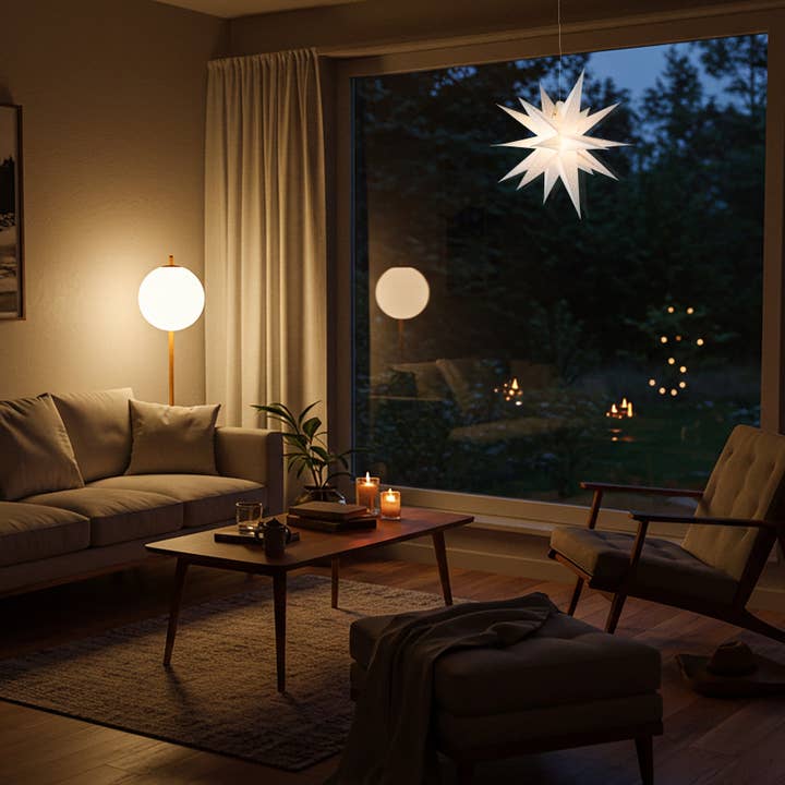 Artschatz LLC - Wholesale Paper Lantern/Lamp - Moravian Star 20" White w/ needle punch Paper Lantern Star 1