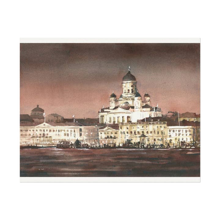 Helsinki Cathedral Watercolor Poster Matte Print European Travel Decor for wholesale by Ryan Fox Fine Art