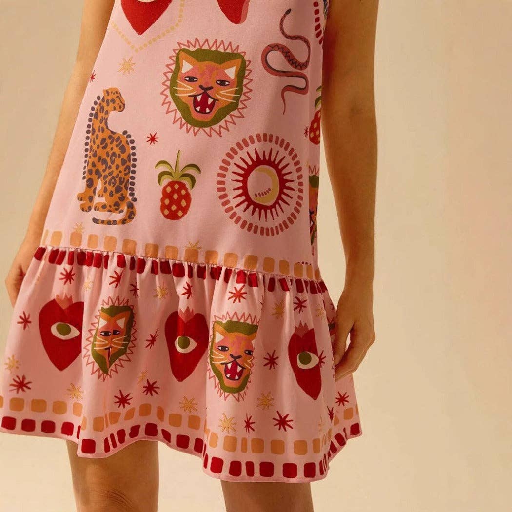 Funkyrel® Atzbranding Limited - Vente Robe – femme - Troposa - Robe Mini Rose à Bretelles - Ludique & Chic4