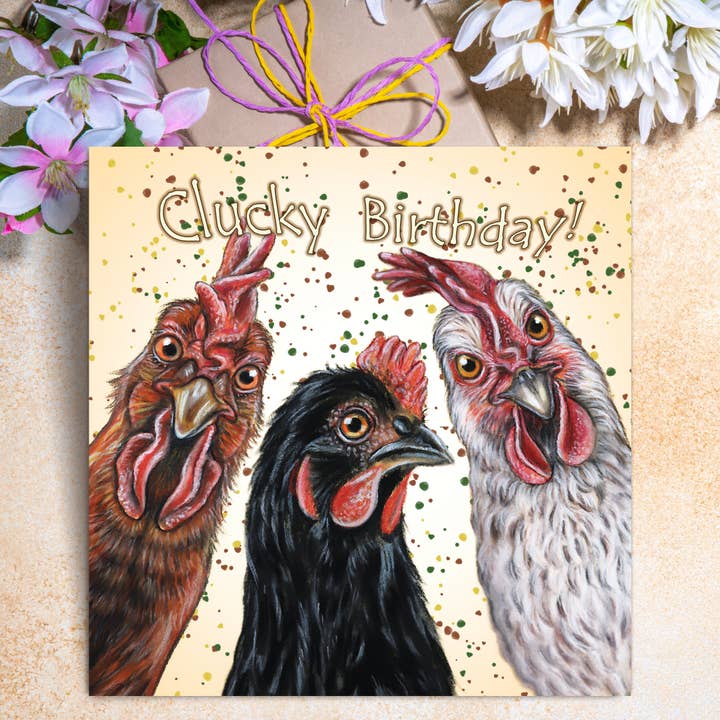 Farm Animals Birthday Card - Chickens for wholesale by Irisha's Card Art