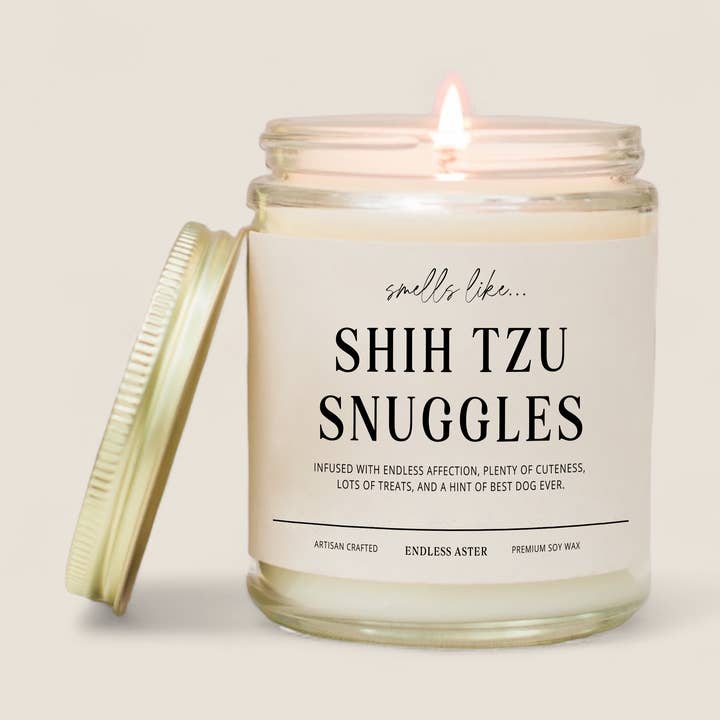 Endless Aster - Wholesale Jar/Filled Candle - Shih Tzu Snuggles - 8, 16 oz Soy Wax Jar Candle, Pet, Dog2