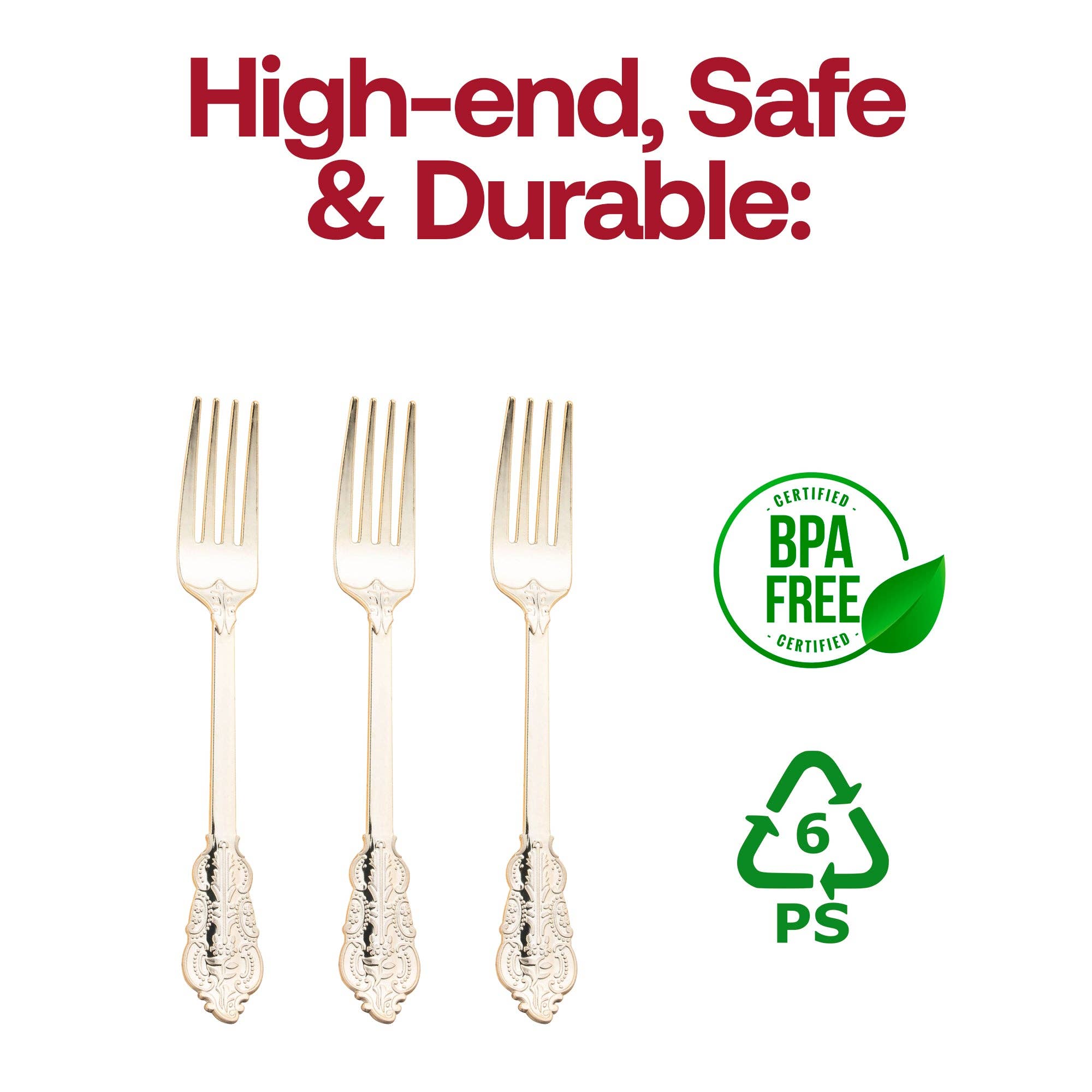 Smarty had a Party - Wholesale Disposable Servingware Set - Shiny Baroque Gold Plastic Forks - 600 pcs4
