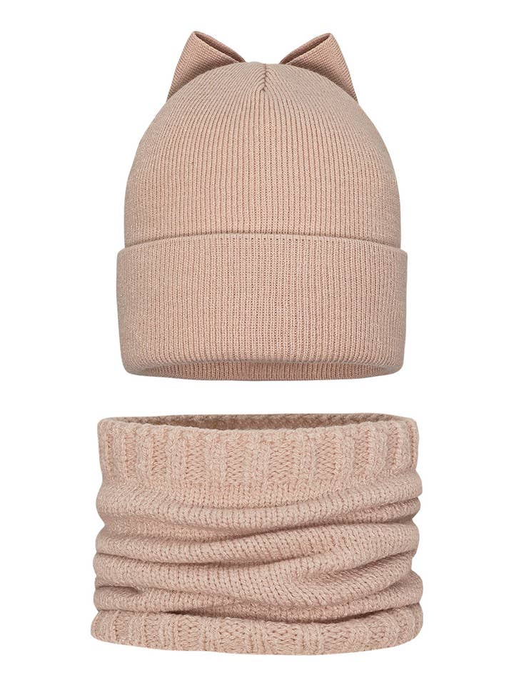 Barbaras SY65/00 Noami Set für Mädchen – Mütze und Schal in Beige für den Großhandel von Barbaras