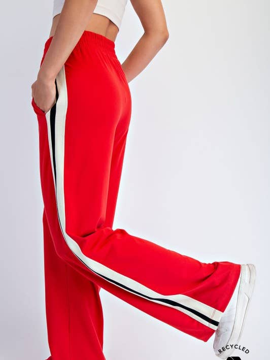 P636437PL-Calças Retas Plus Size com Faixa Lateral em Tecido Macio como Manteiga por atacado de Sunday Morning