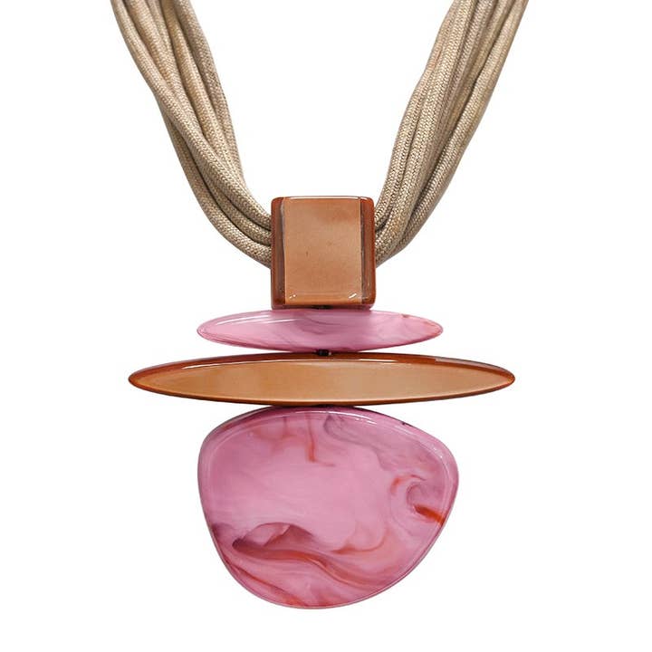 AMORINO SRL - Wholesale Pendant/Charm Necklace - ROPE NECKLACE WITH RESIN PENDANT - FT24128A4744