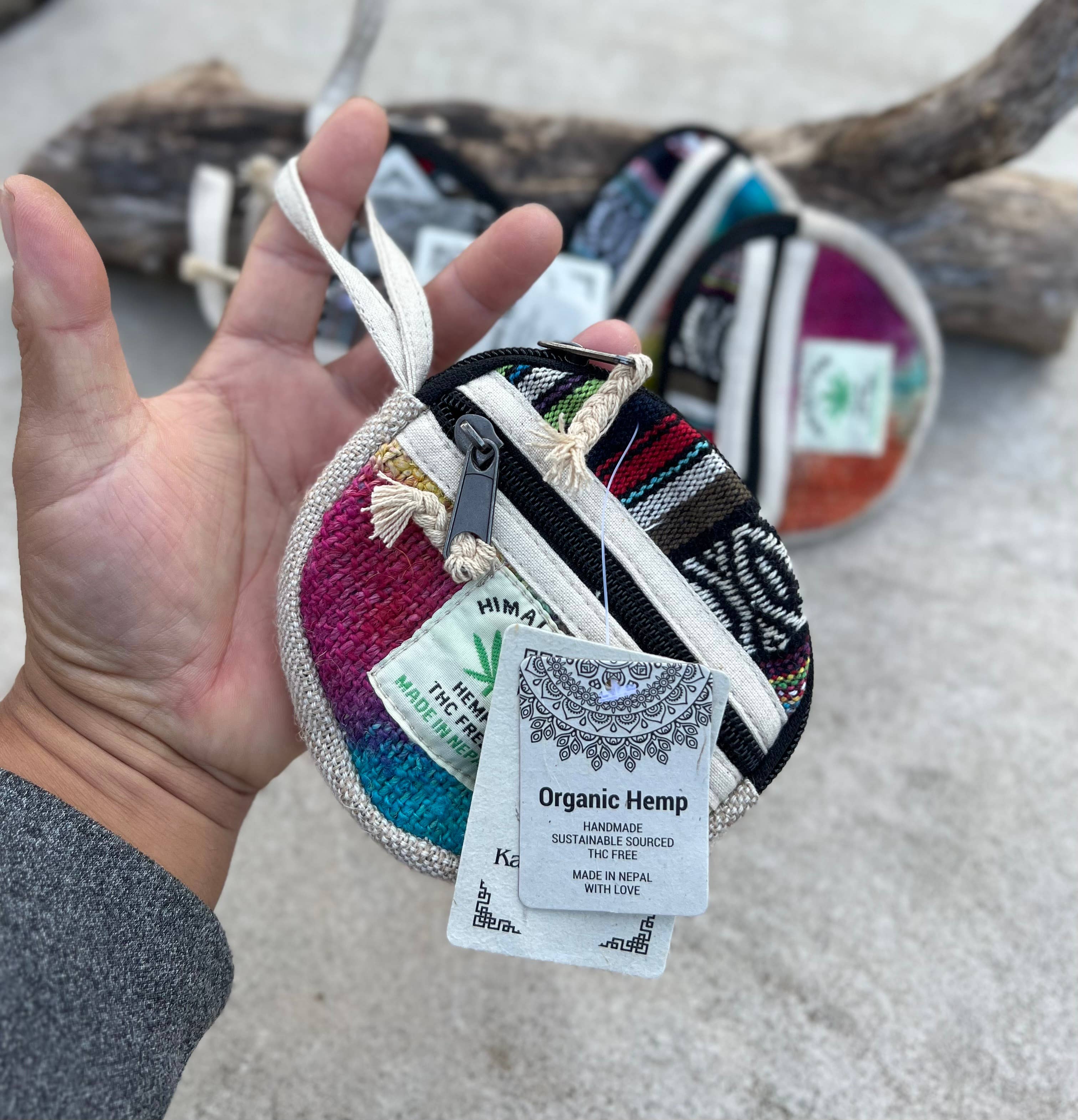 Lungta Imports – Engroshandel Møntpung - Dame – Hamp 2 lommer lynlås møntpung, tegnebog, makeuppose9