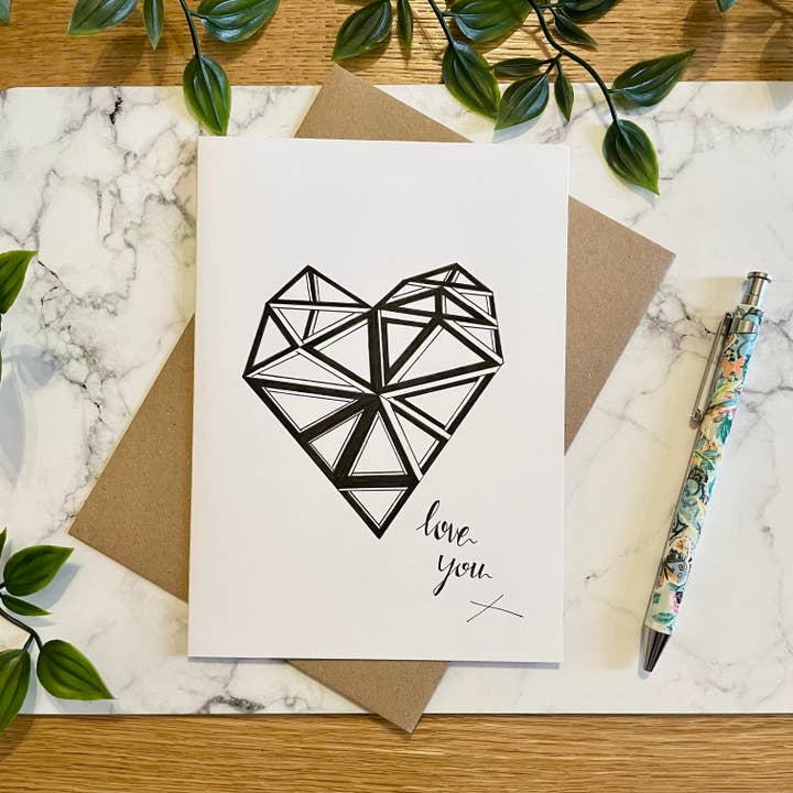 Hou van jou! - Geometrisch zwart-wit hart voor wholesale door Crafty Tinks