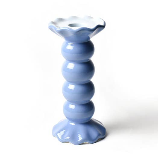 French Blue Medium Ruffle Knobbed Candle Holder for wholesale by Coton Colors