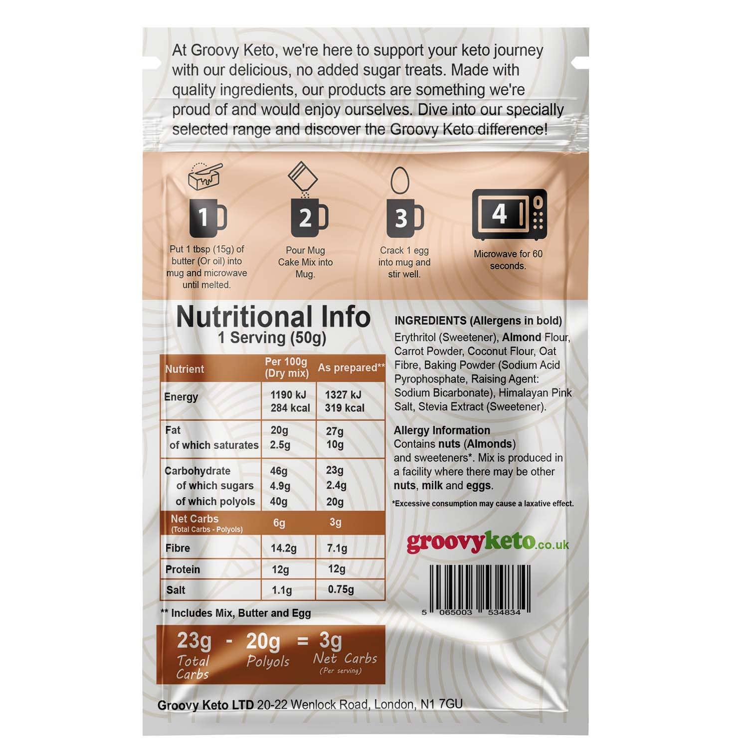 Groovy Keto – wholesale Cake mix – Groovy Keto Carrot Mug Cake Mix1