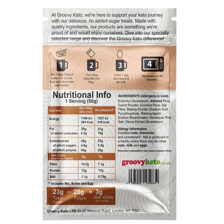 Groovy Keto – wholesale Cake mix – Groovy Keto Carrot Mug Cake Mix1