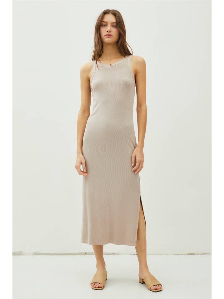 Be Cool - Wholesale Dress - Women's - RIBBED KNIT SIDE SLIT SLEEVELESS TANK MIDI DRESS9