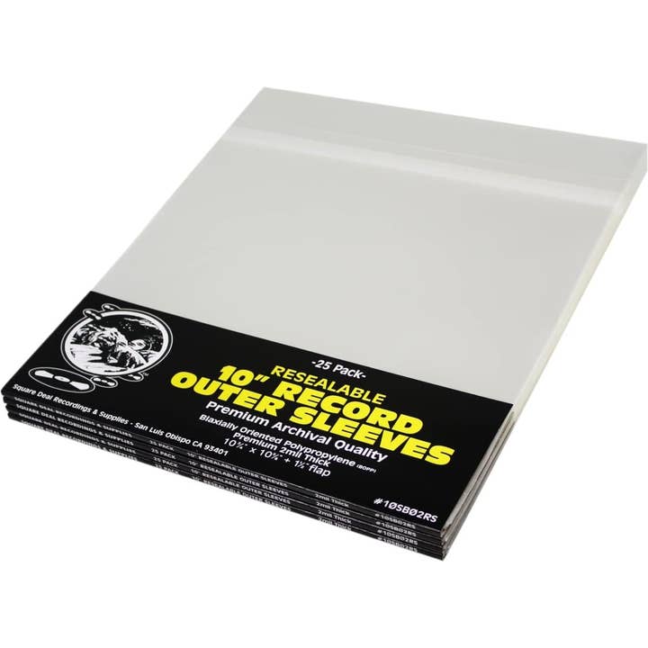Square Deal Recordings & Supplies – Großhandel Musikzubehör – Wiederverschließbare 10-Zoll-Außenhülle für Schallplatten — Polypropylen — Premium