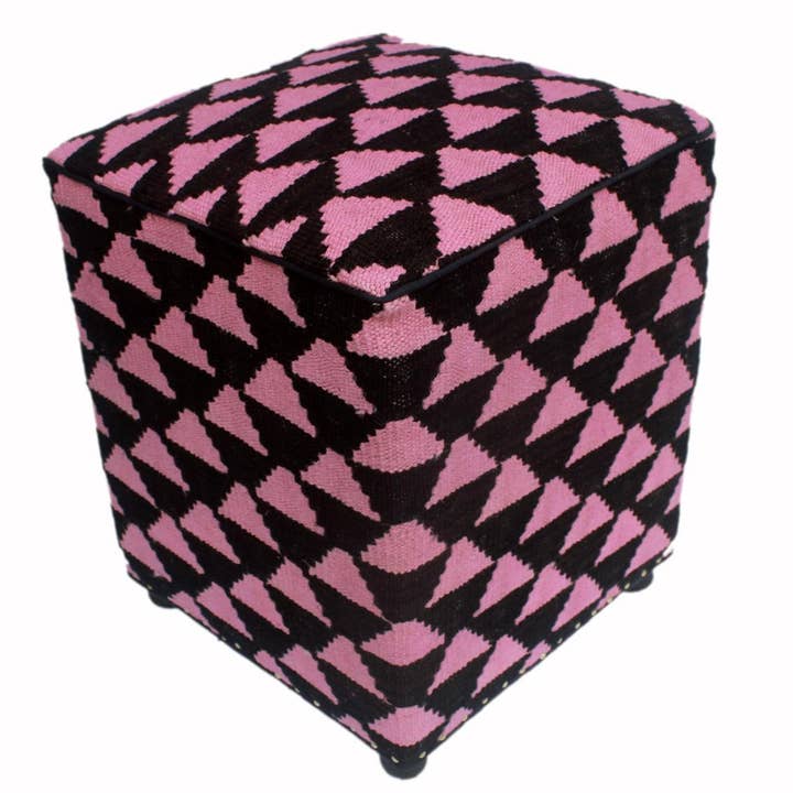 Tribal Diego Handmade Kilim Upholstered Ottoman for wholesale by Arshs Fine Rugs