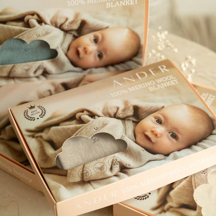 Ander - Wholesale Bedding blanket – Kids & Baby - 100% Merino wool baby blanket - Apollo - 75x100cm Made in PL8