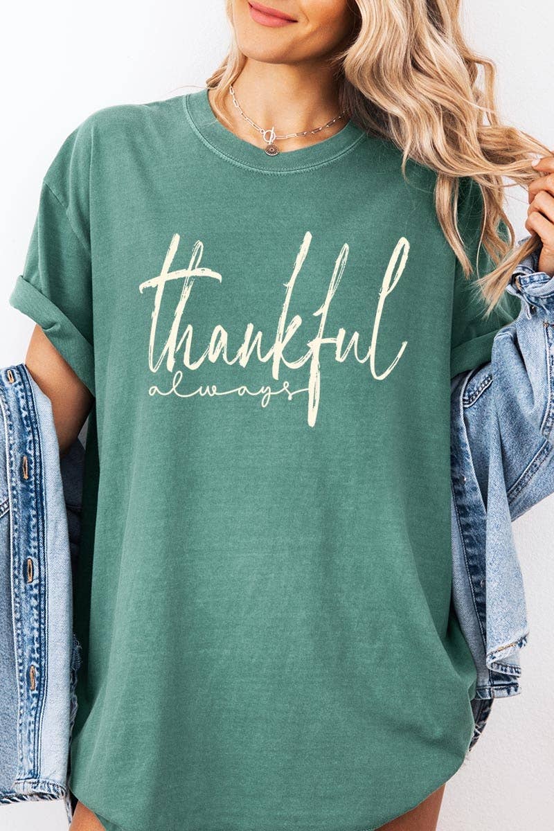 COLORBEAR - Wholesale T-Shirt (Graphic) - Women's - Thankful Graphic Garment Dyed Tee16
