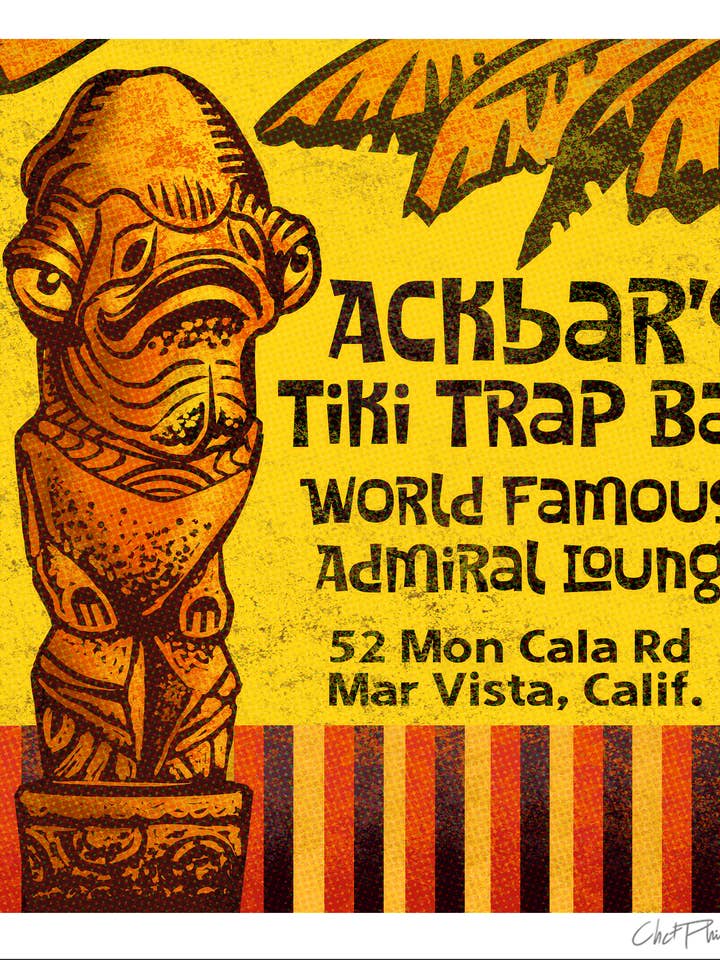 Ackbar's Tiki Trap Matchbook Art Print for wholesale by ChetArt