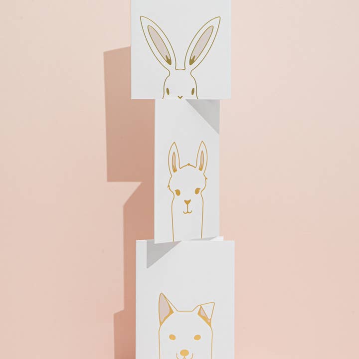 Set of 6 - Foil Printed Animal Greeting Cards for wholesale by À L'AISE LTD