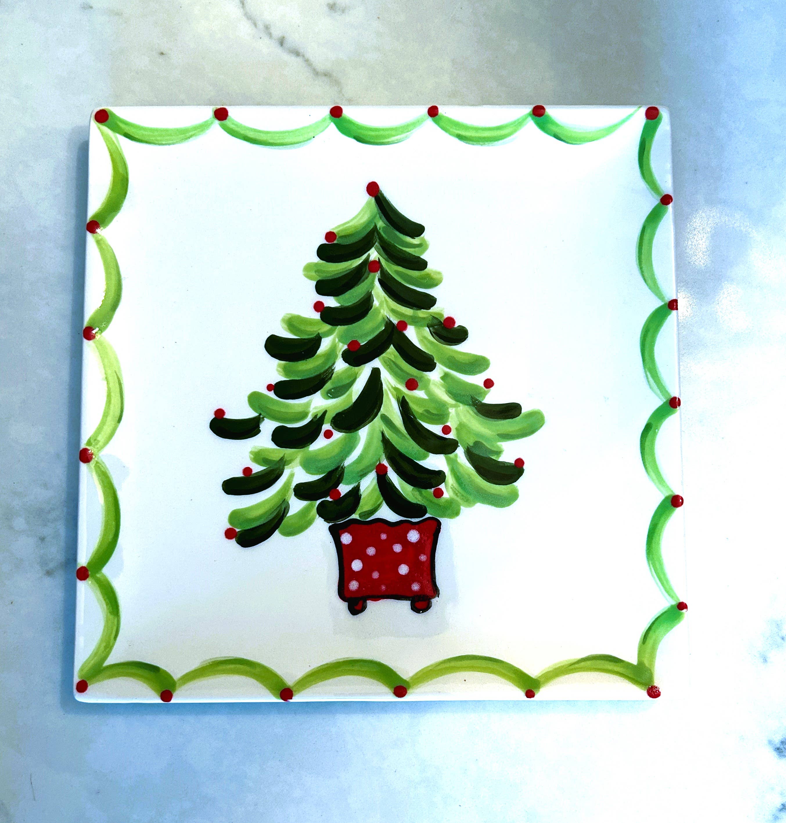 Kricket Lane Designs - Wholesale Decorative Plate/Dish/Bowl - Holiday Tree Ceramic Plate1