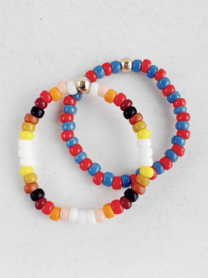 Elastic Stretch Beaded Rings - Set of 2 - HELIOS for wholesale by On the Lookout Jewelry