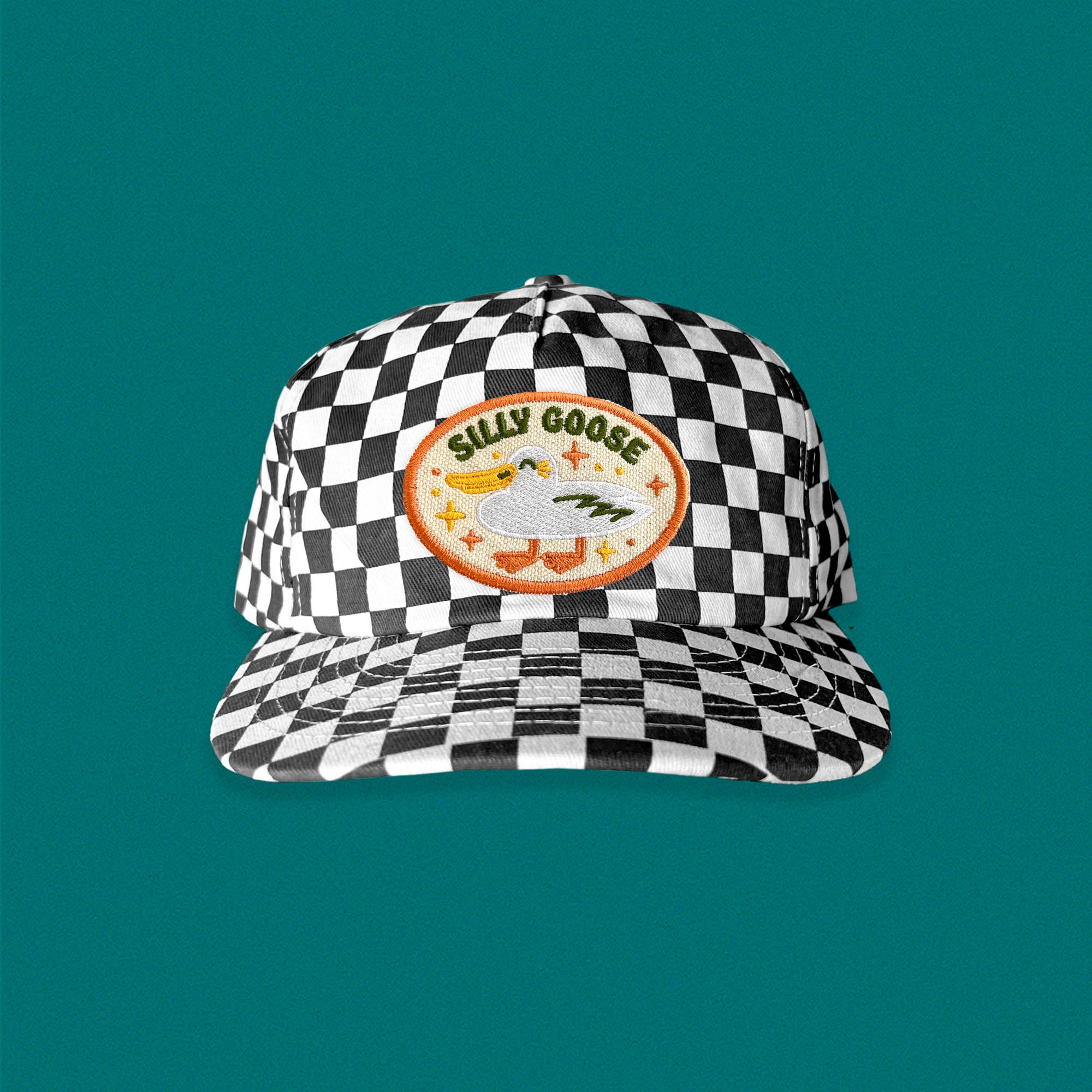 The Space Bureau - Wholesale Flat Brim Cap - Unisex - Silly Goose 5-Panel Checkered Floppy Hat3