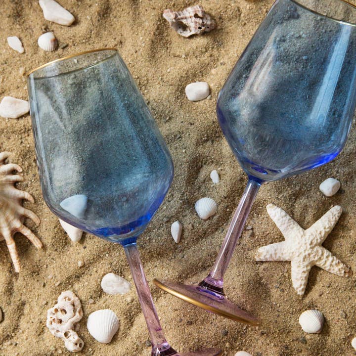 Bicchieri da vino Art Déco colorati, bicchieri da vino vintage bordati per la vendita all'ingrosso da parte di Mory Design Store