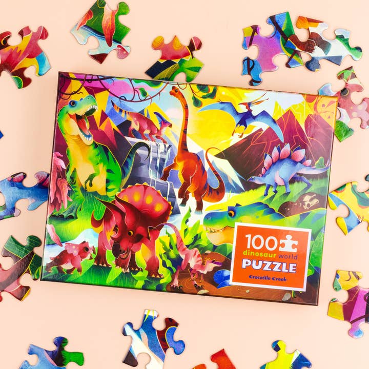 Crocodile Creek - Wholesale Puzzle - Kids - Holographic Puzzle 100 pc - Dinosaur World1