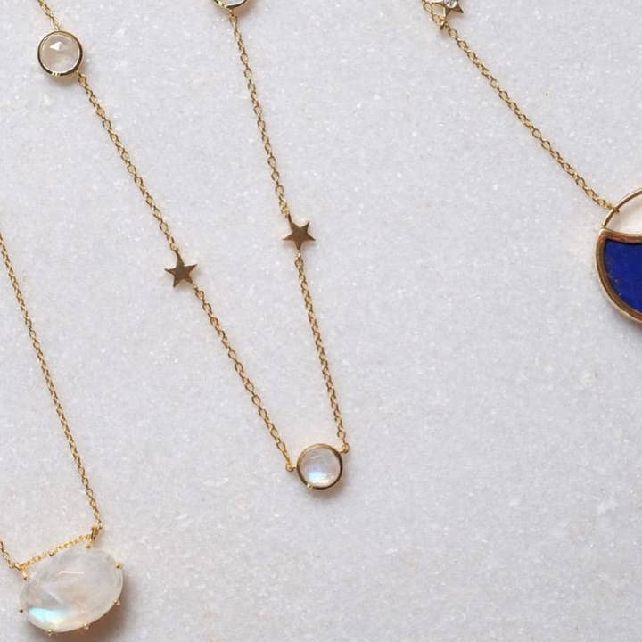 Erica | Nightsky Necklace with Moonstone in Gold Vermeil for wholesale by Thimble Rose