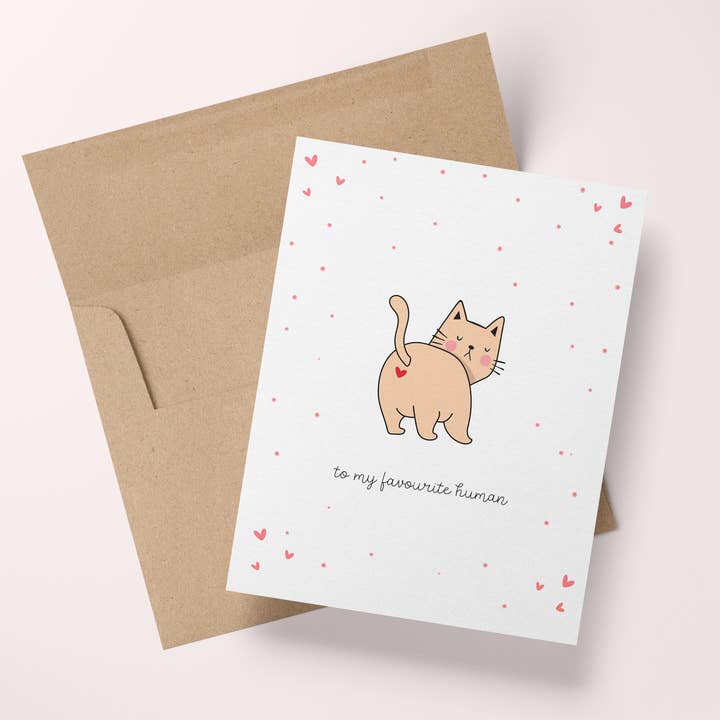 Funny Cat Valentine's Day Card - To My Favourite Human for wholesale by Wee Birdy