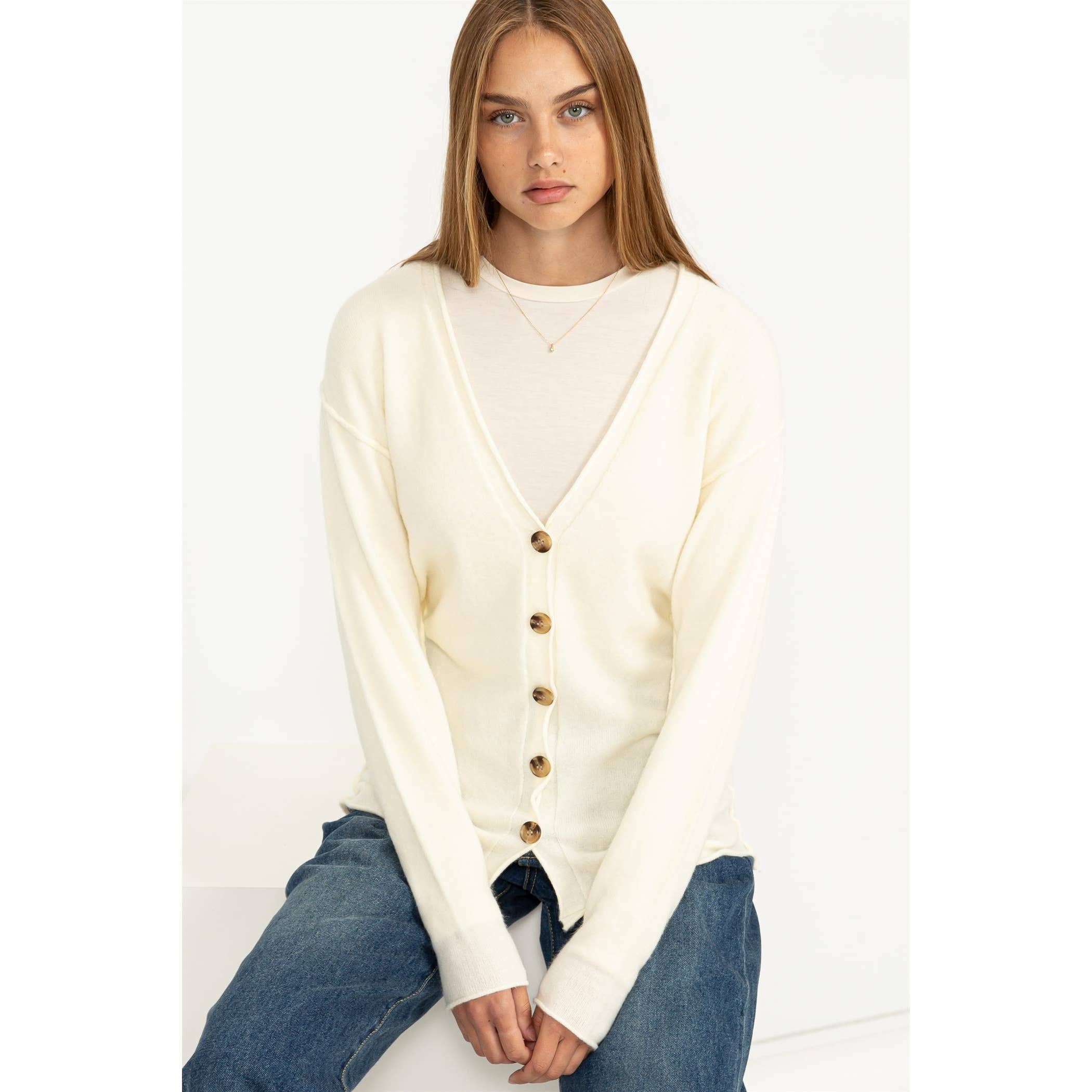 Double Zero - Wholesale Cardigan - Women's - Deep V-Neck Cardigan7